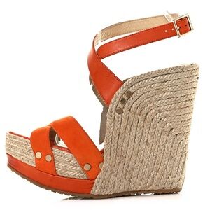 Authentic Jimmy Choo Perry Wedge Sandal Suede